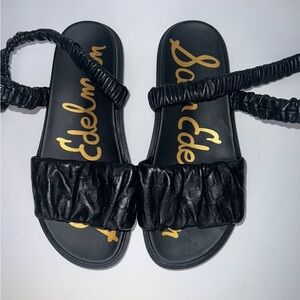 Sam Edelman Black Velma Soft Leather Ankle Strap Sandals Sz 7/37